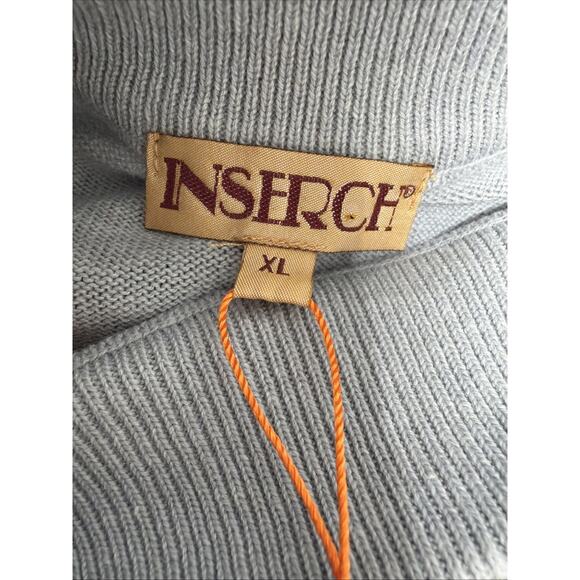 INSERCH ACRYLIC LIMITED EDITION MOCK NECK SWEATER MENS XL GREY NEW PREPPY CASUAL - Picture 8 of 9